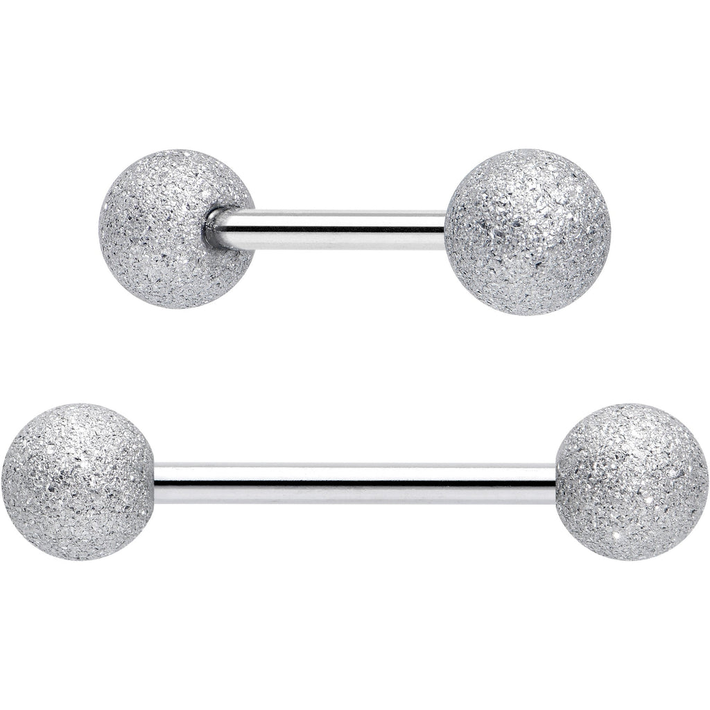 Red CZ Gem Flower Sandblasted Barbell Tongue Ring Set of 4