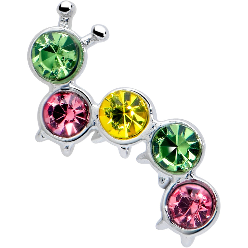 16G 1/4 Pink Green Gem Caterpillar Cartilage Tragus Earring