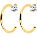 20G Clear Gem Gold Tone Implant Grade Titanium Open Hoop Earrings