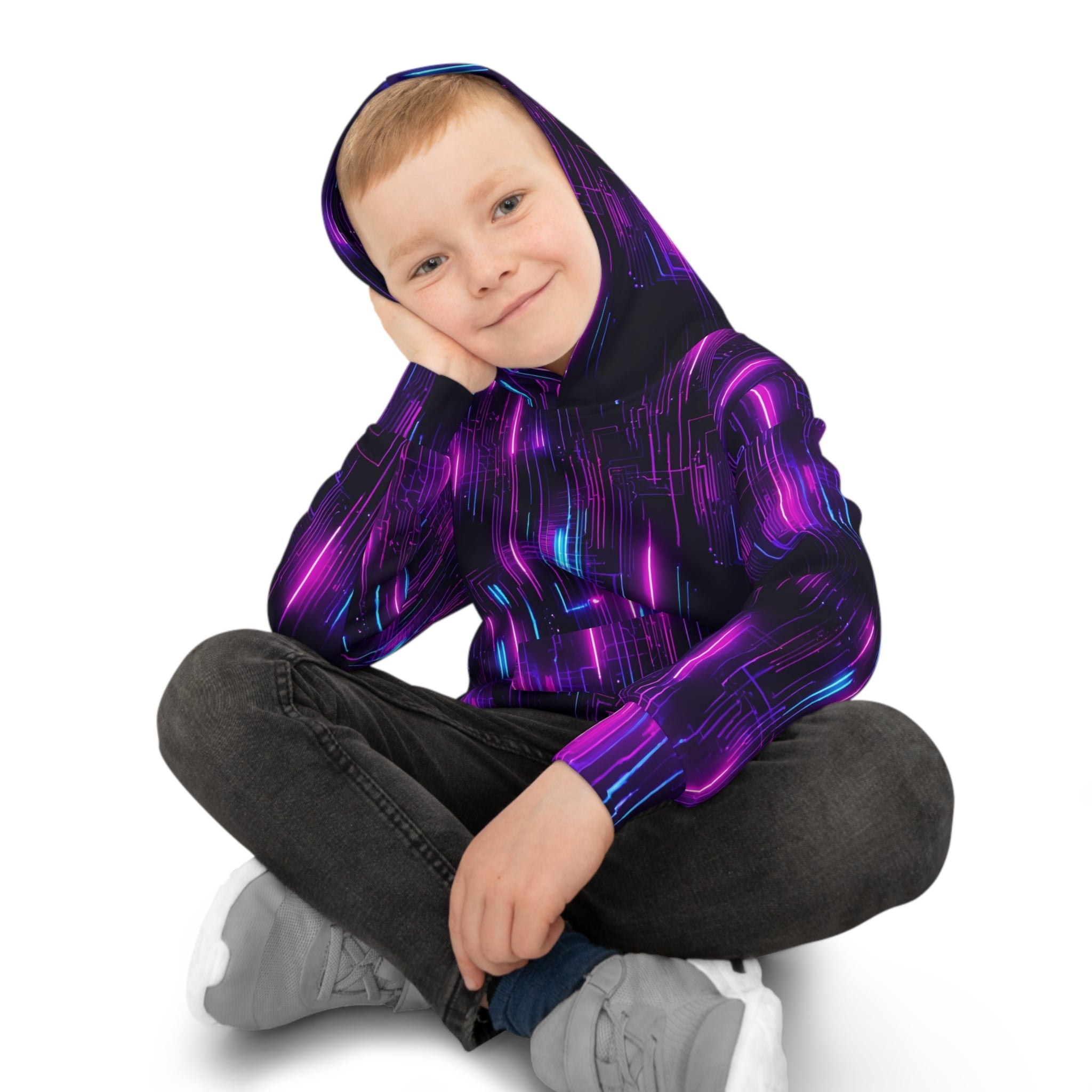 Cyberpunk Rays Hoodie for Kids