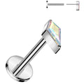 18G 5/16 Aurora CZ Gem Spear Medical Grade Titanium Flat Back Earring
