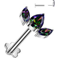 18G 5/16 Vitrail CZ Gem Oval Trio Medical Grade Titanium Reversible Flat Back Earring