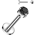 16G 5/16 3mm Black CZ Round Medical Grade Titanium Flat Back Earring