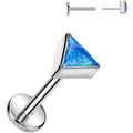 18G 5/16 Blue Synthetic Opal Triangle Medical Grade Titanium Flat Back Earring