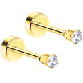 14k Yellow Gold Plated 2mm CZ Flat Back Stud Earrings - 1 Pair