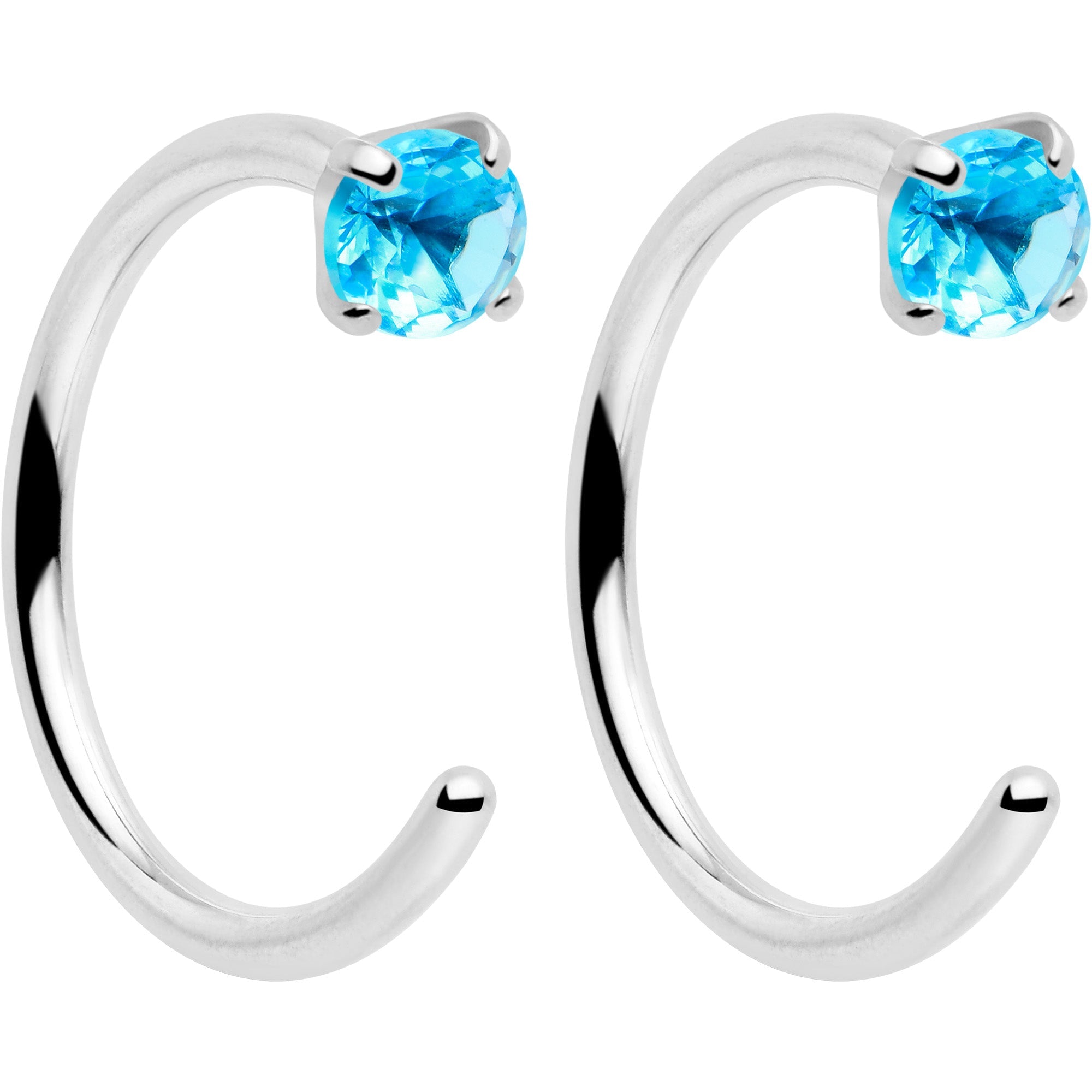 20G 2mm Gem Implant Grade Titanium Open Hoop Earrings