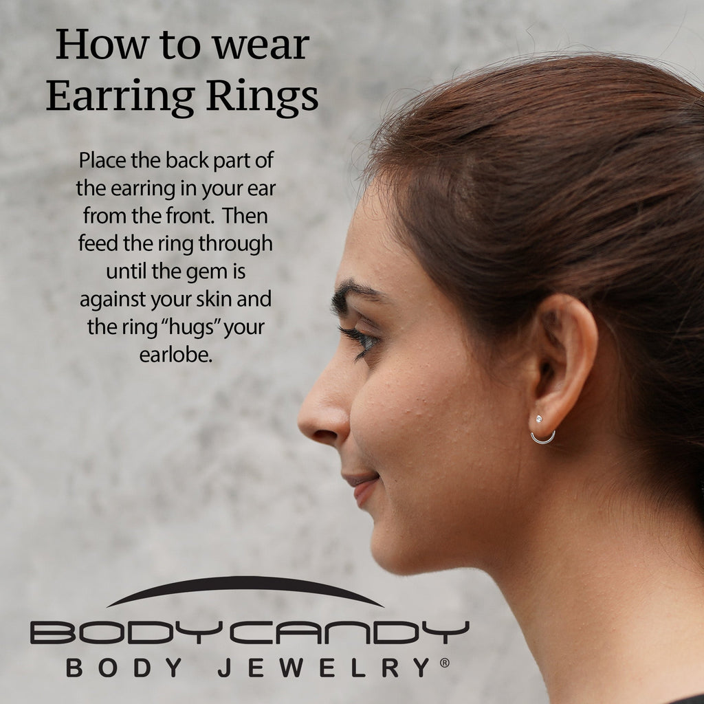 20G 2mm Gem Implant Grade Titanium Open Hoop Earrings