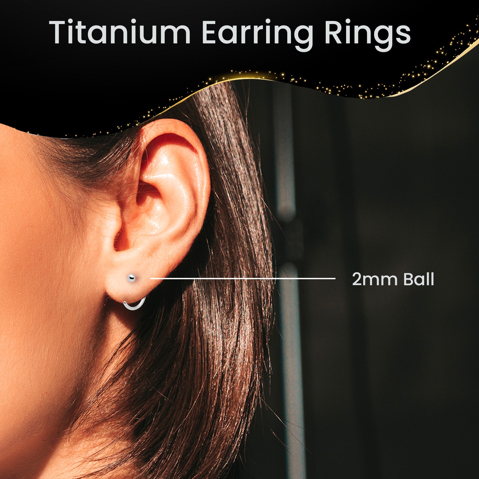 20G Ball End Implant Grade Titanium Open Hoop Earrings
