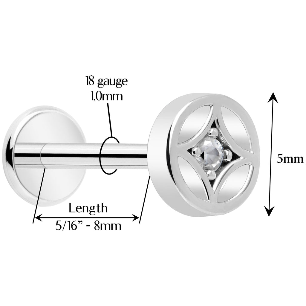 18G 5/16 CZ Gem Star Threadless Push In Labret Monroe Tragus