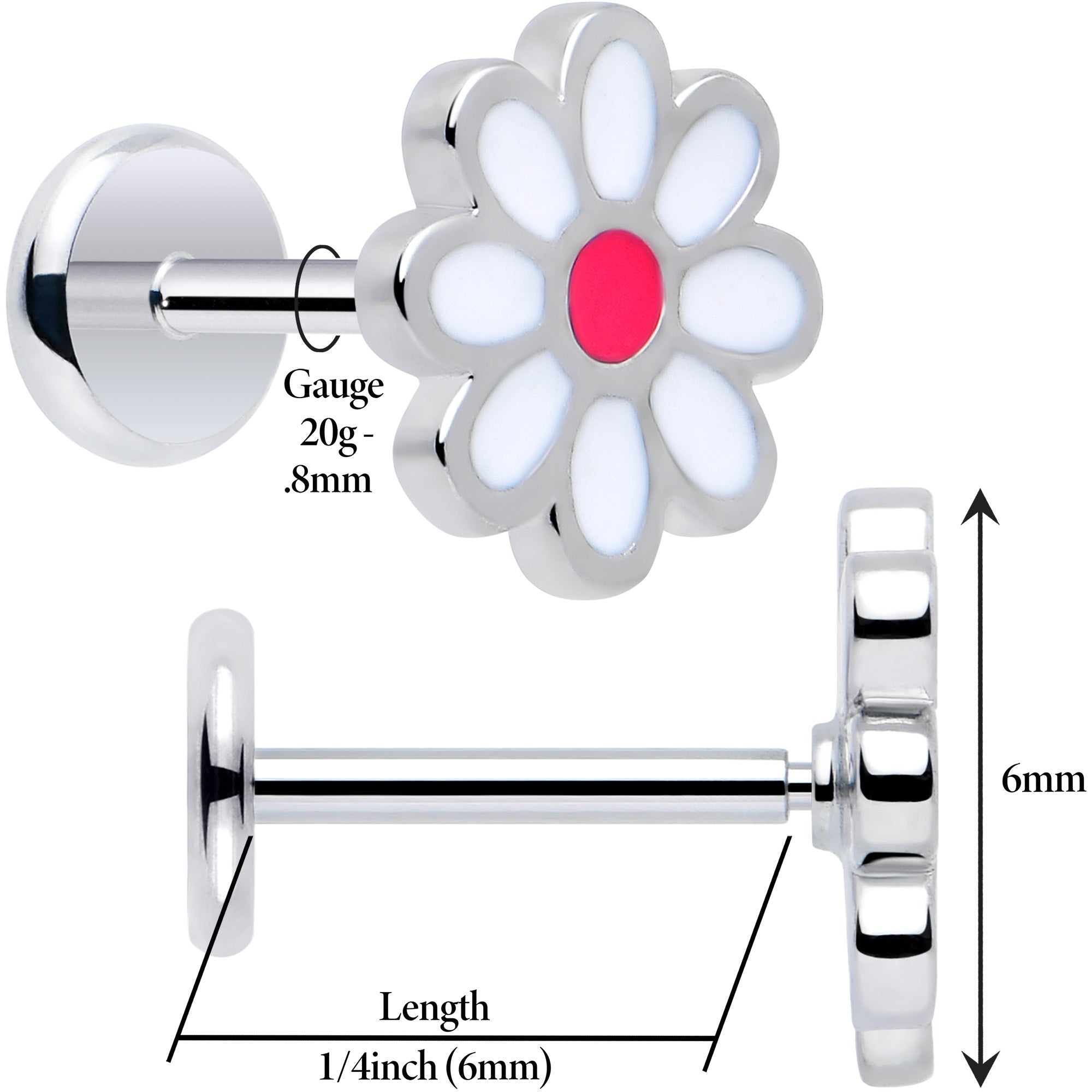 Daisy Flower Flat Back Stud Earrings - 1 Pair