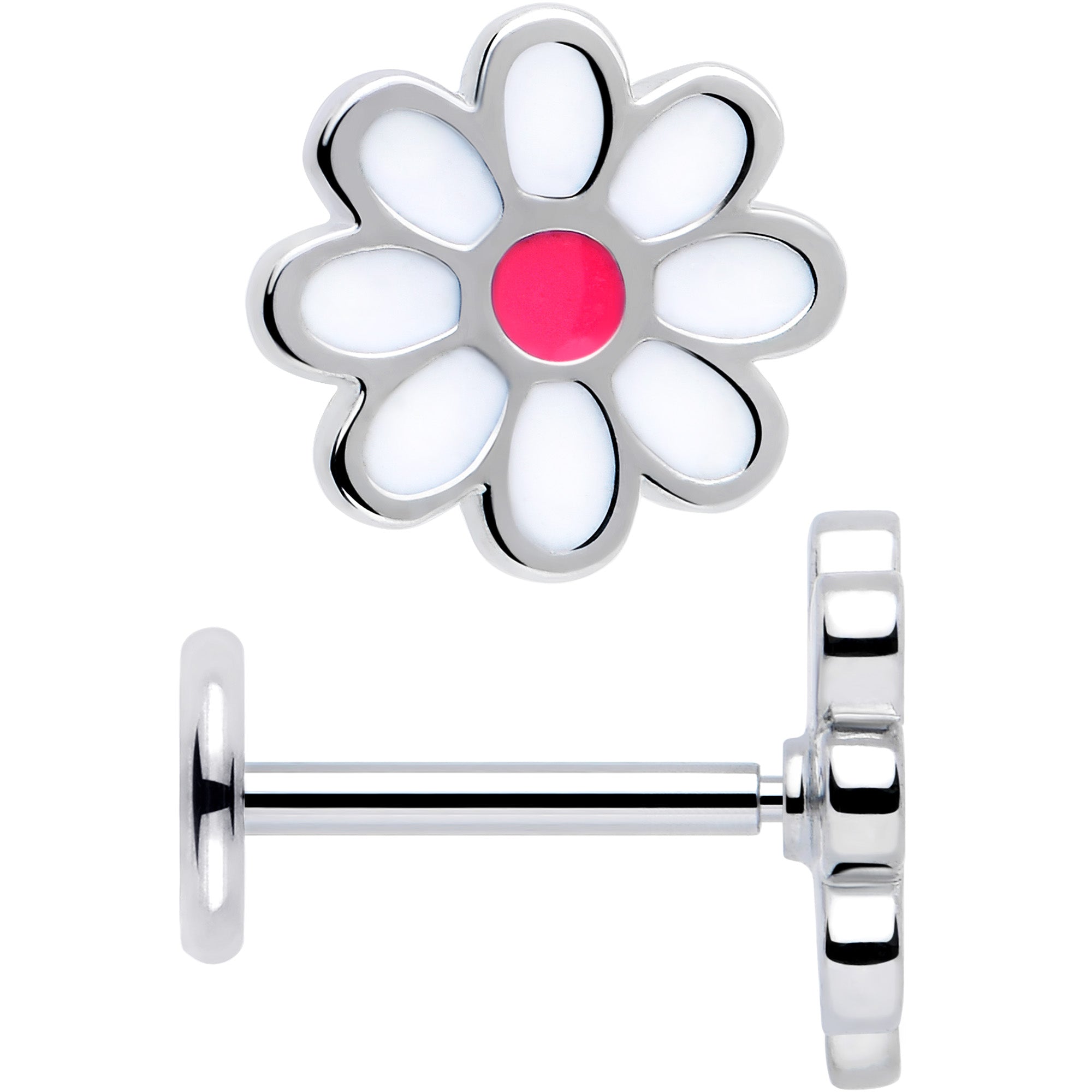 Daisy Flower Flat Back Stud Earrings - 1 Pair
