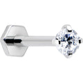 16G 5/16 Clear Gem Implant Grade Titanium Threadless Reversible Hex Flatback Stud