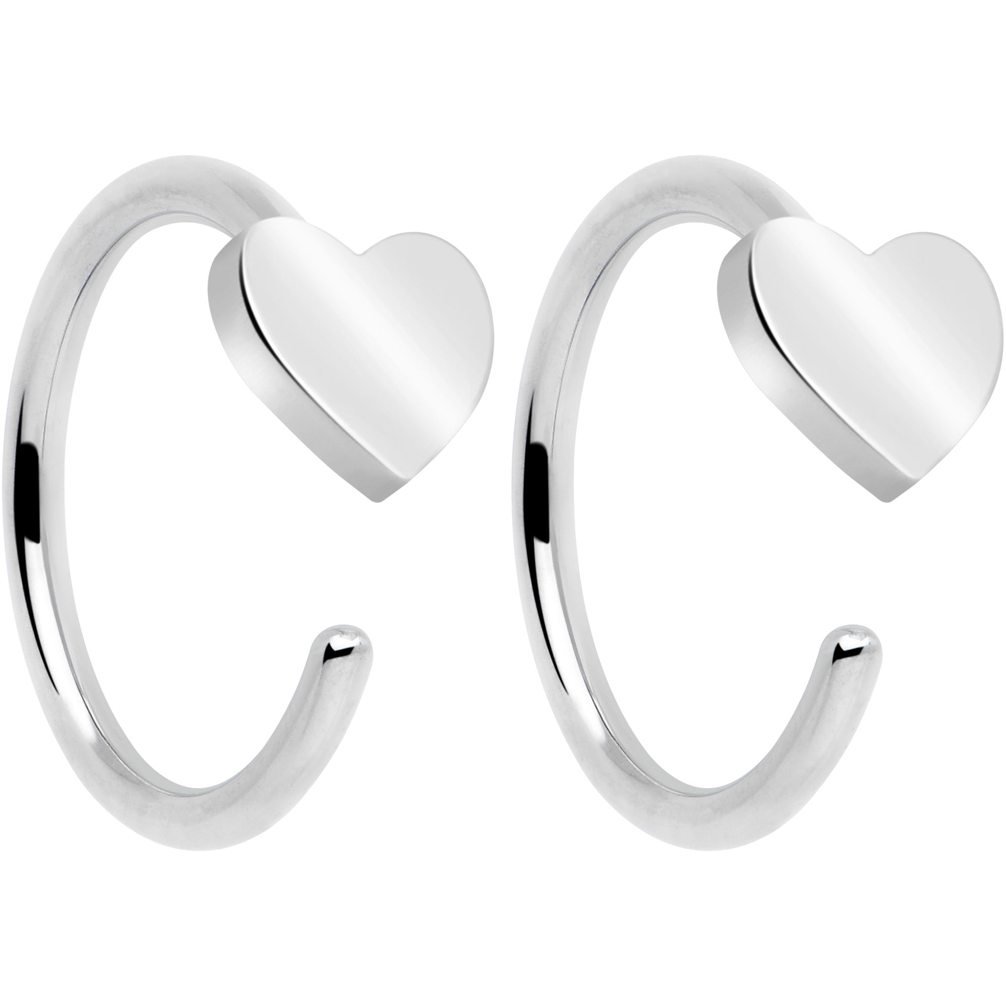 20G Implant Grade Titanium Heart Open Hoop Earrings