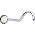 20G 3mm CZ Bezel Set Push-In Threadless Nose Screw Nose Ring