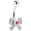 Cubic Zirconia Heart Bow Belly Ring