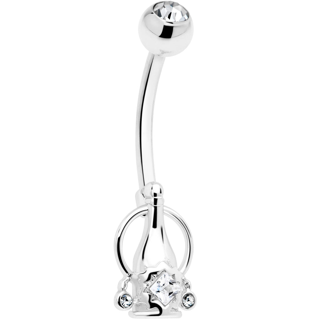 Clear Gem Champagne Dreams Dangle Belly Ring