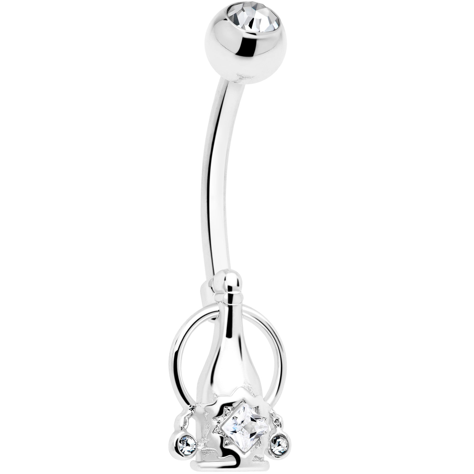 Clear Gem Champagne Dreams Dangle Belly Ring