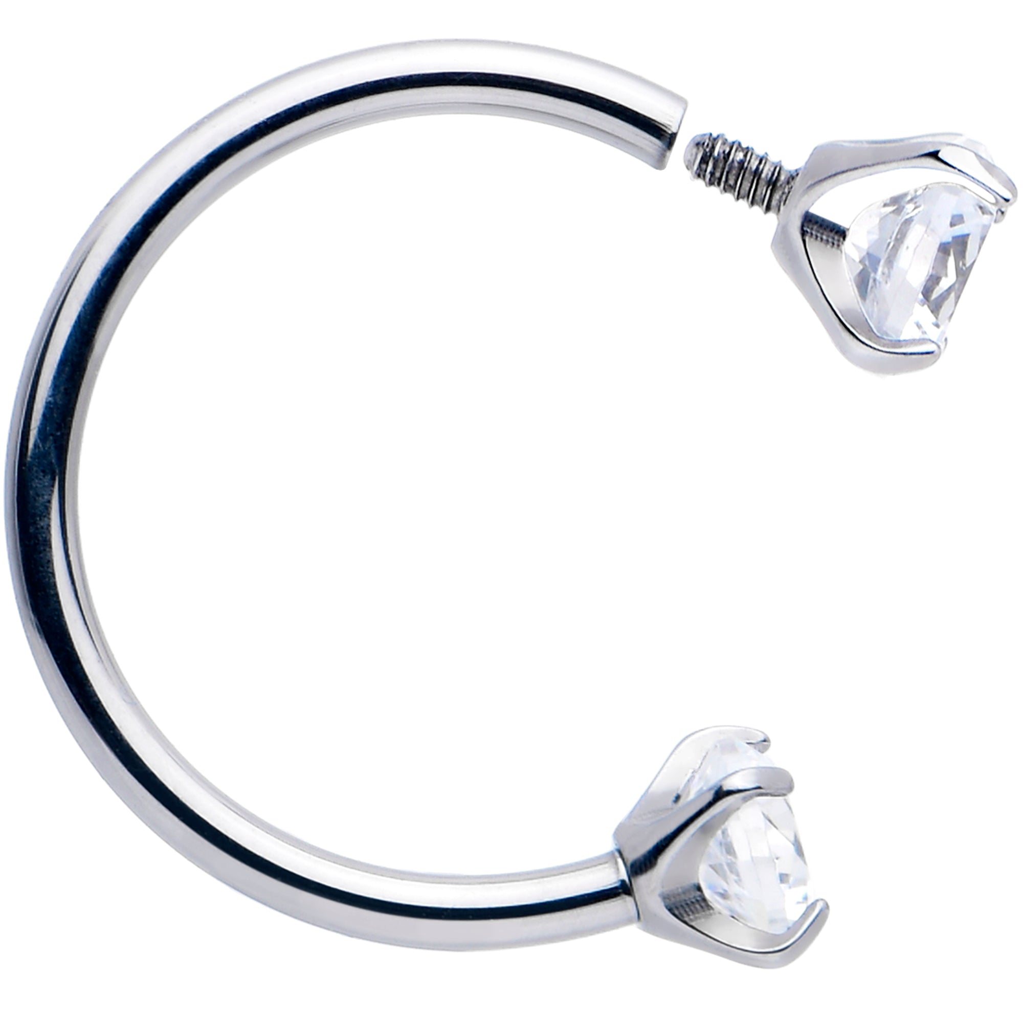 Double Gem Horseshoe Nose Ring Kit with Ball Grabber