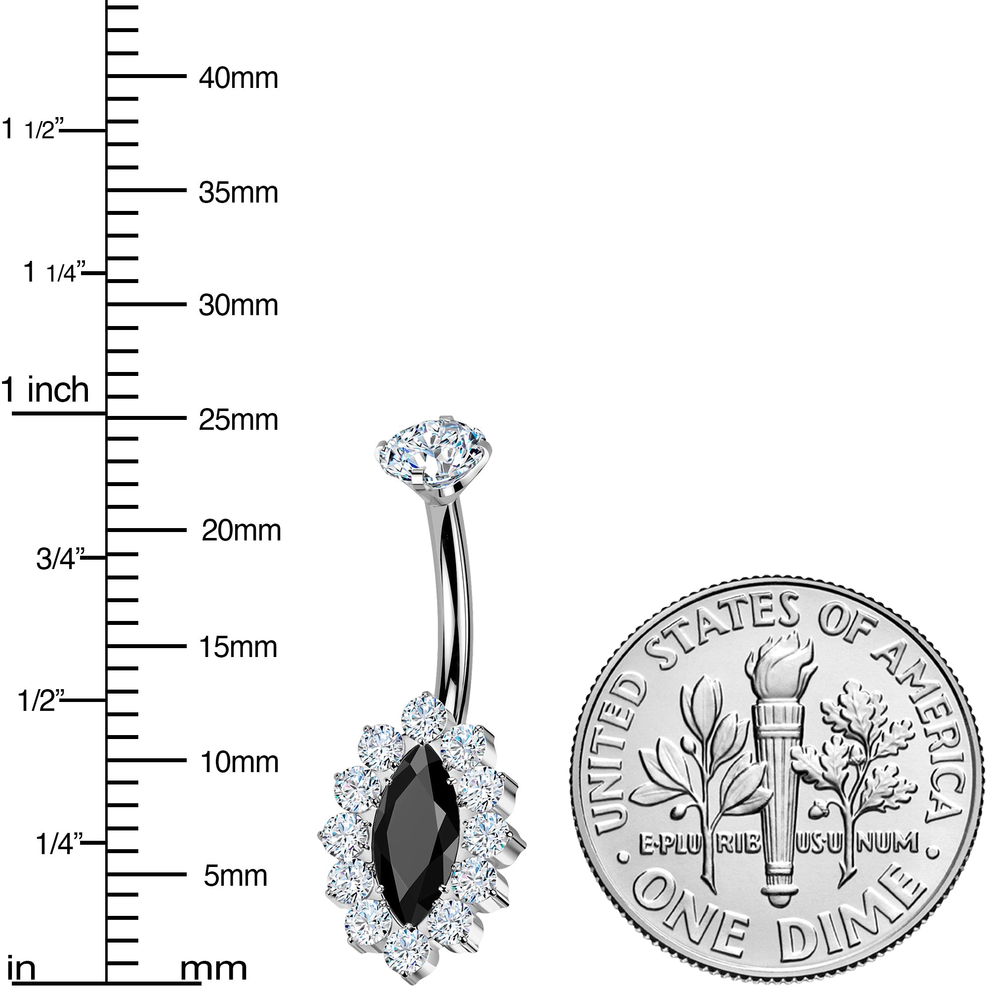 Implant Grade Titanium Internally Threaded Firey Oval Belly Ring