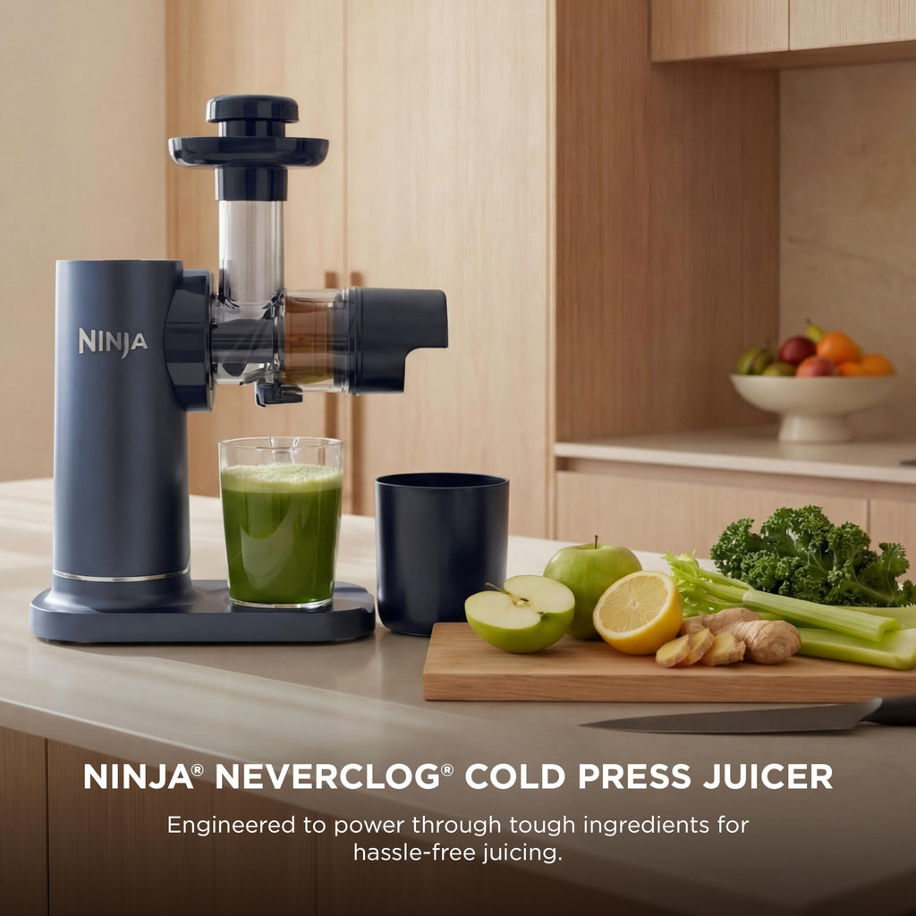 Ninja NeverClog Cold Press Juicer | Powerful Electric Slow Masticating Juicer with Pulp Control | XL Capacity | 24 oz. Juice Jug & 36 oz. Pulp Container | Dishwasher Safe | Charcoal | 150W | JC151