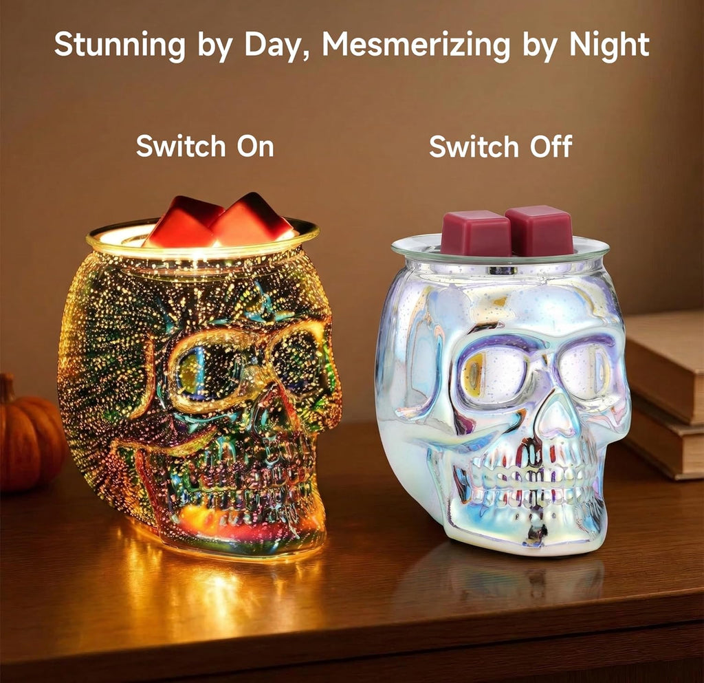 Skull Wax Melt Warmer Electric, Gothic Home Decor Night Light, Wax Burner for Scented Wax, Unique 3D Rainbow Skull Gifts