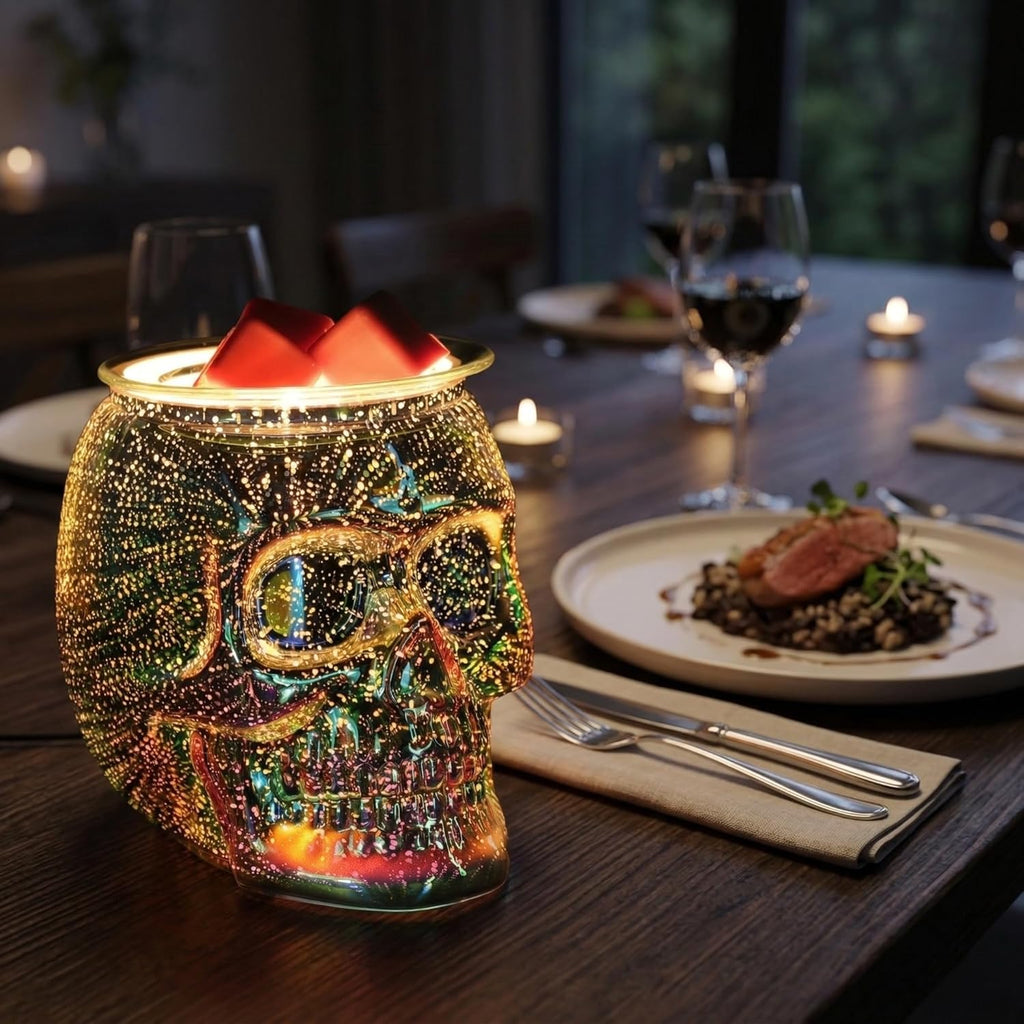 Skull Wax Melt Warmer Electric, Gothic Home Decor Night Light, Wax Burner for Scented Wax, Unique 3D Rainbow Skull Gifts