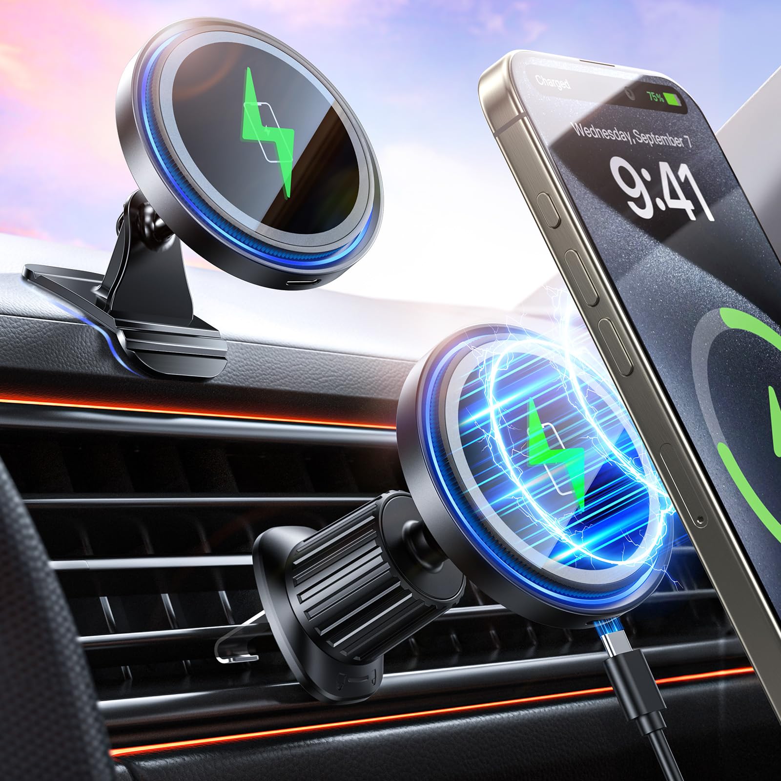 Mount Charger 15W Magnetic Car Charger Iphone 17 Access