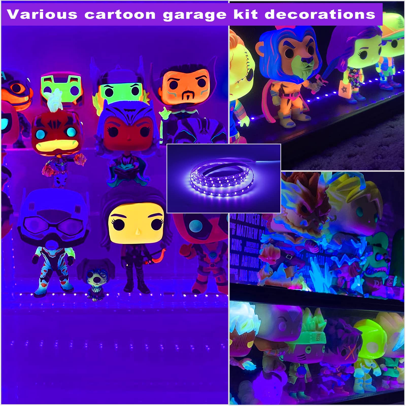 Light Led Strips, 120 Lamp Beads, Usb Cable 1.5M Led Black Light Strip Kit, Dc5V