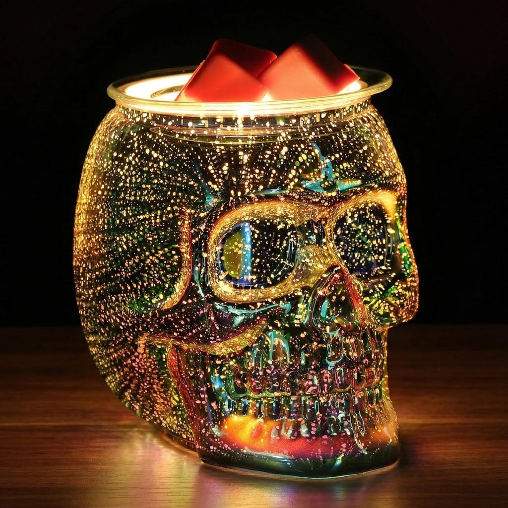 Skull Wax Melt Warmer Electric, Gothic Home Decor Night Light, Wax Burner for Scented Wax, Unique 3D Rainbow Skull Gifts