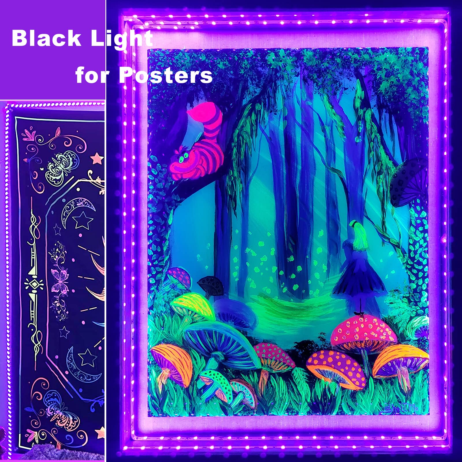 Light Led Strips, 120 Lamp Beads, Usb Cable 1.5M Led Black Light Strip Kit, Dc5V