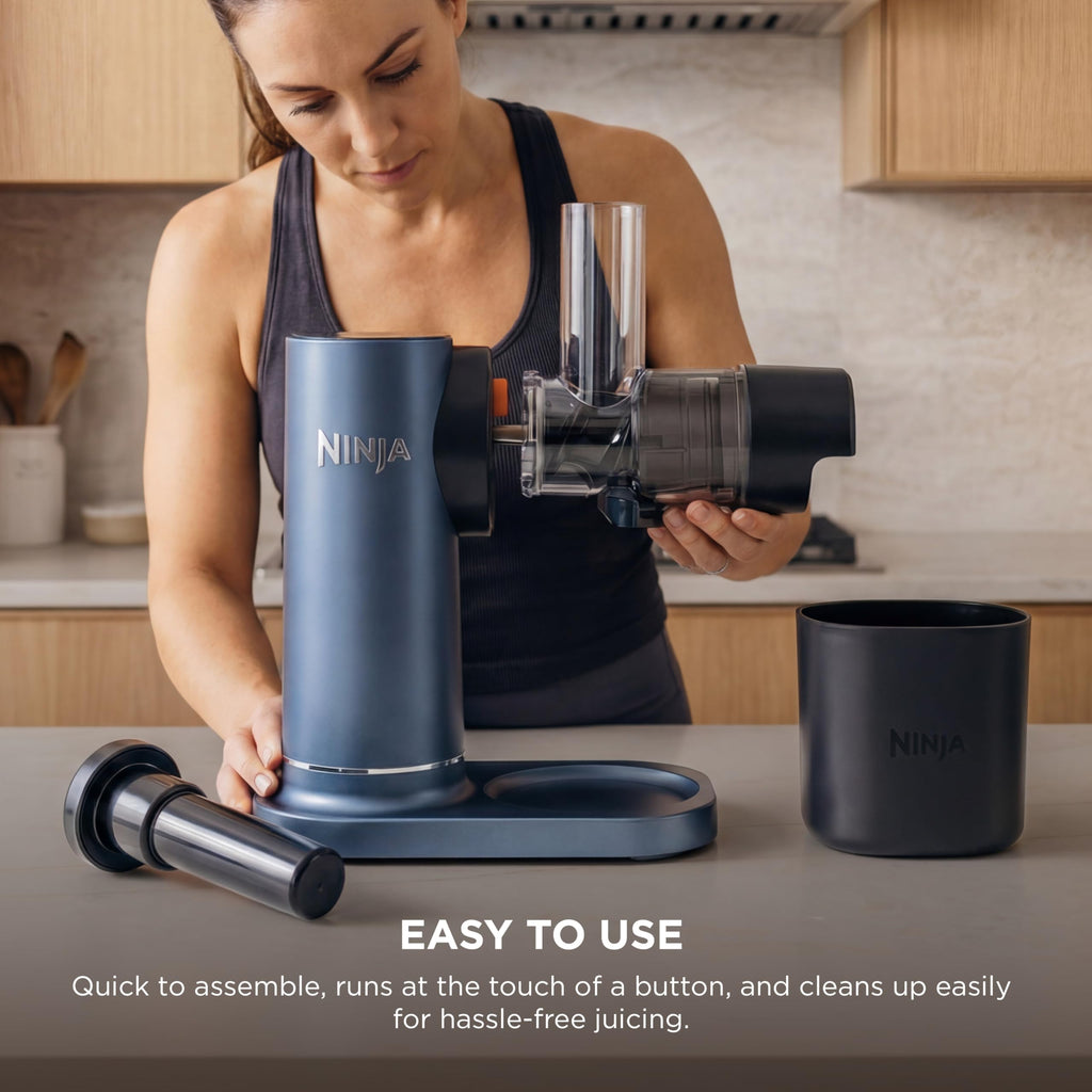 Ninja NeverClog Cold Press Juicer | Powerful Electric Slow Masticating Juicer with Pulp Control | XL Capacity | 24 oz. Juice Jug & 36 oz. Pulp Container | Dishwasher Safe | Charcoal | 150W | JC151