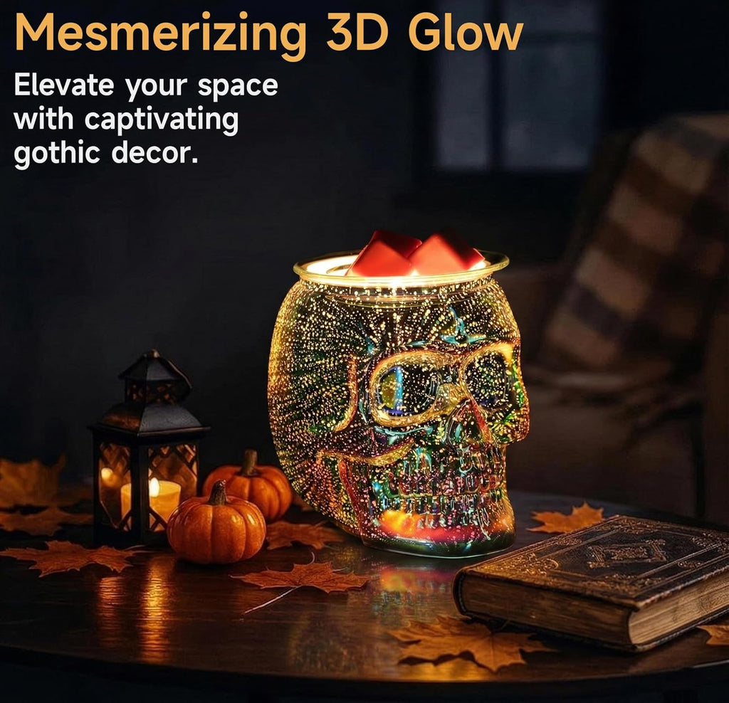 Skull Wax Melt Warmer Electric, Gothic Home Decor Night Light, Wax Burner for Scented Wax, Unique 3D Rainbow Skull Gifts