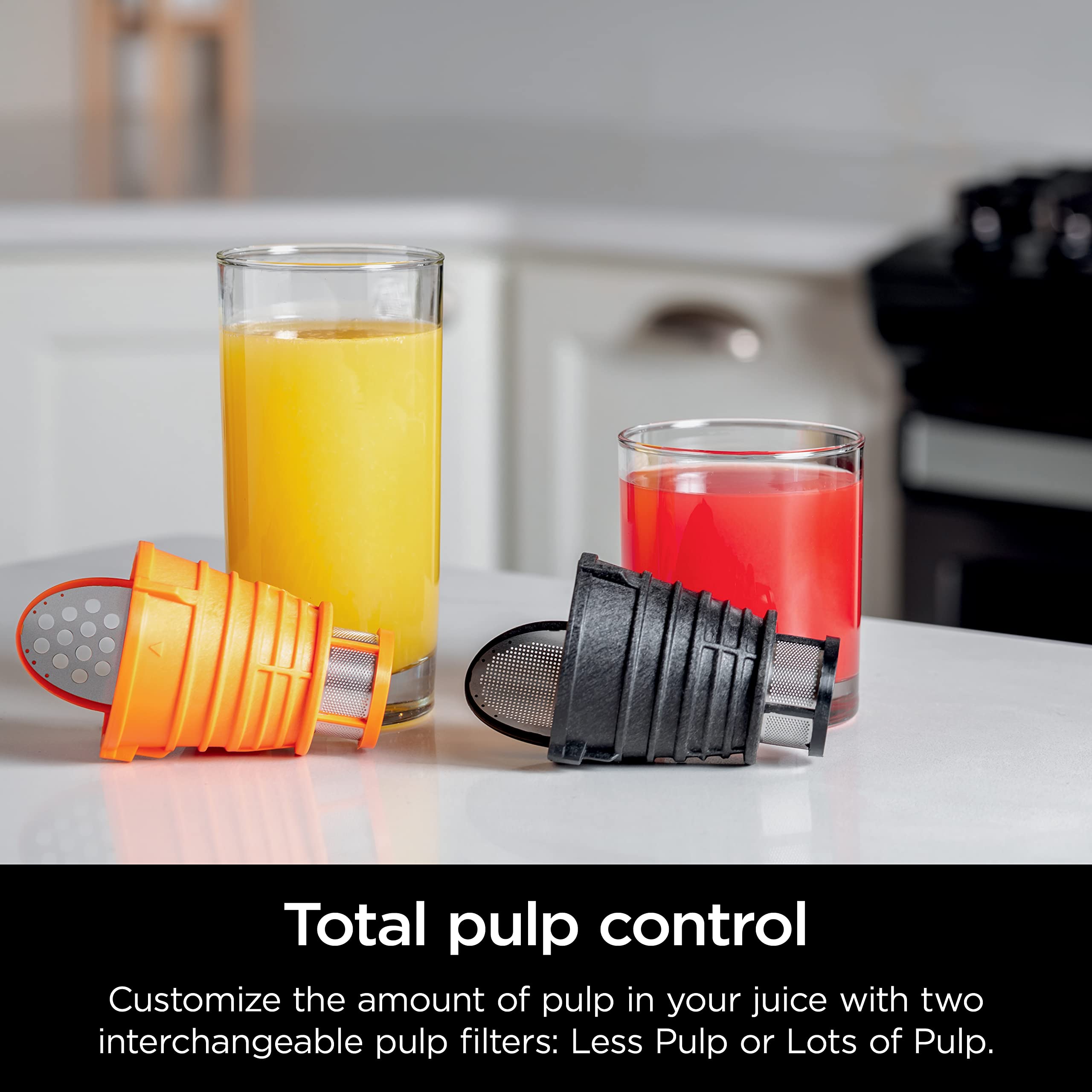Ninja NeverClog Cold Press Juicer | Powerful Electric Slow Masticating Juicer with Pulp Control | XL Capacity | 24 oz. Juice Jug & 36 oz. Pulp Container | Dishwasher Safe | Charcoal | 150W | JC151