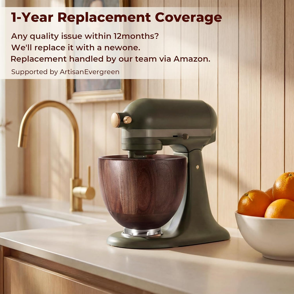 Wooden Mixing Bowl Official Acacia Wooden Bowl Compatible with KitchenAid Stand Mixer 4.5 & 5 QT Tilt-Head Models