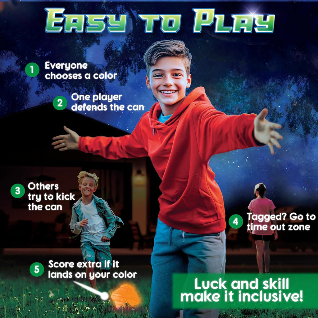 Cosmic Kick the Can – An Outdoor Game with a Galactic Twist | Ages 5+, 4-12 Players | Glow in the Dark | Outside Toys for Kids | Backyard, Camping & Parties | Gifts for Boys | Toy of the Year Finalist