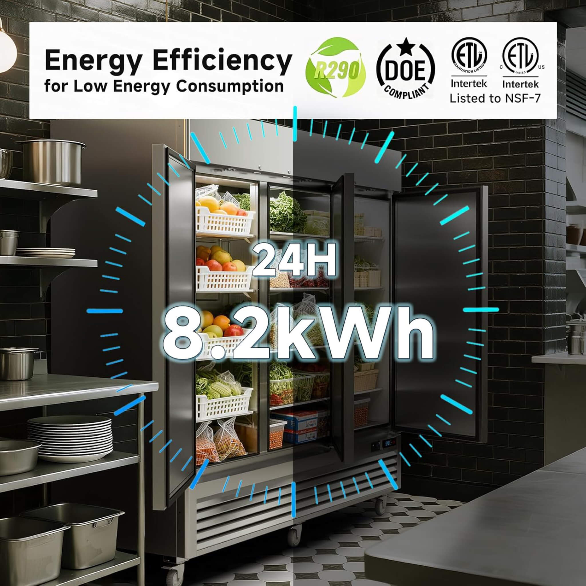 82-Inch Commercial 72 Cu.Ft 3-Door WiFi Refrigerator With Smart App Control (SAK58320)