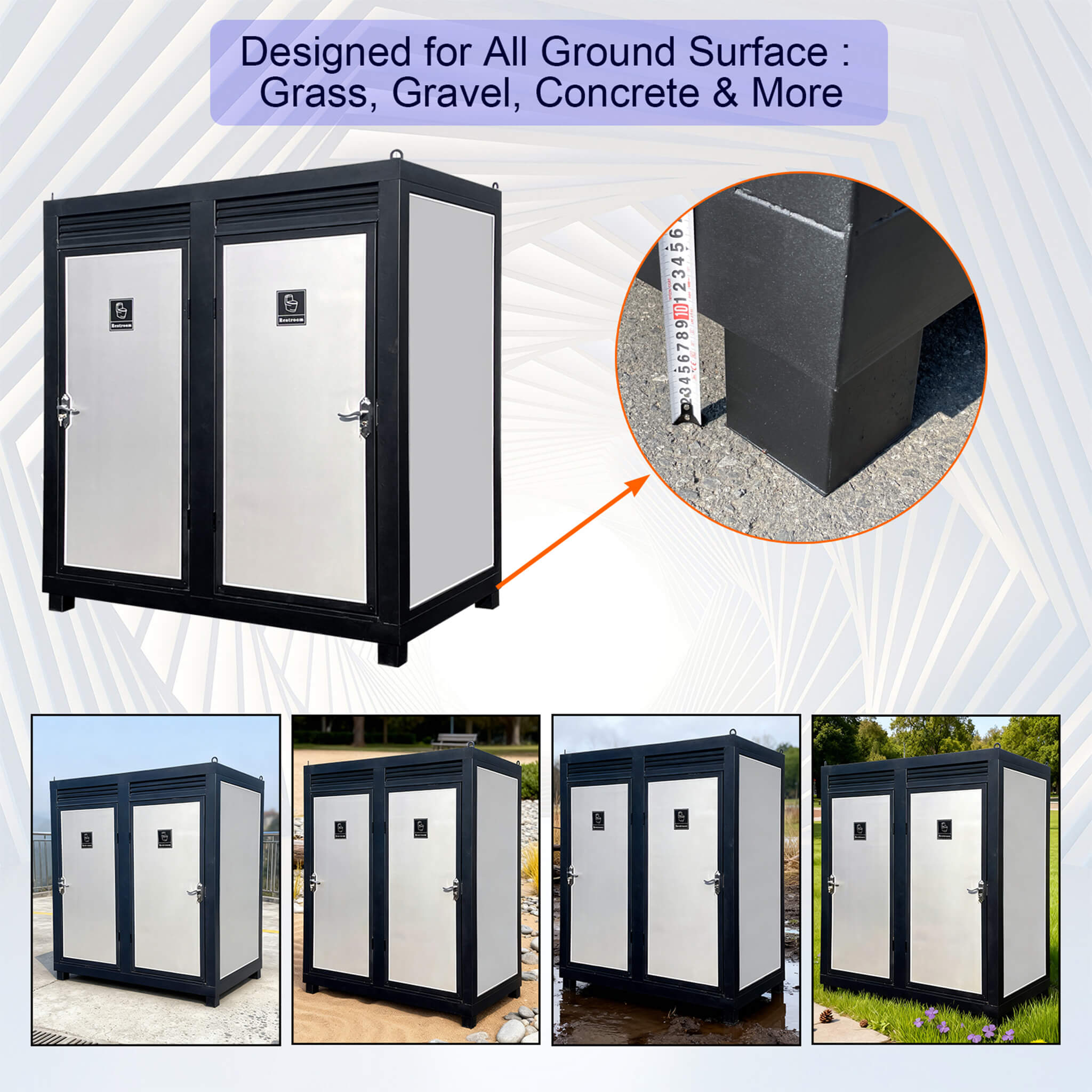 82-Inch Two-Person Portable Outdoor Toilet Cabin With Light, Sink And Fan (SAK50123)