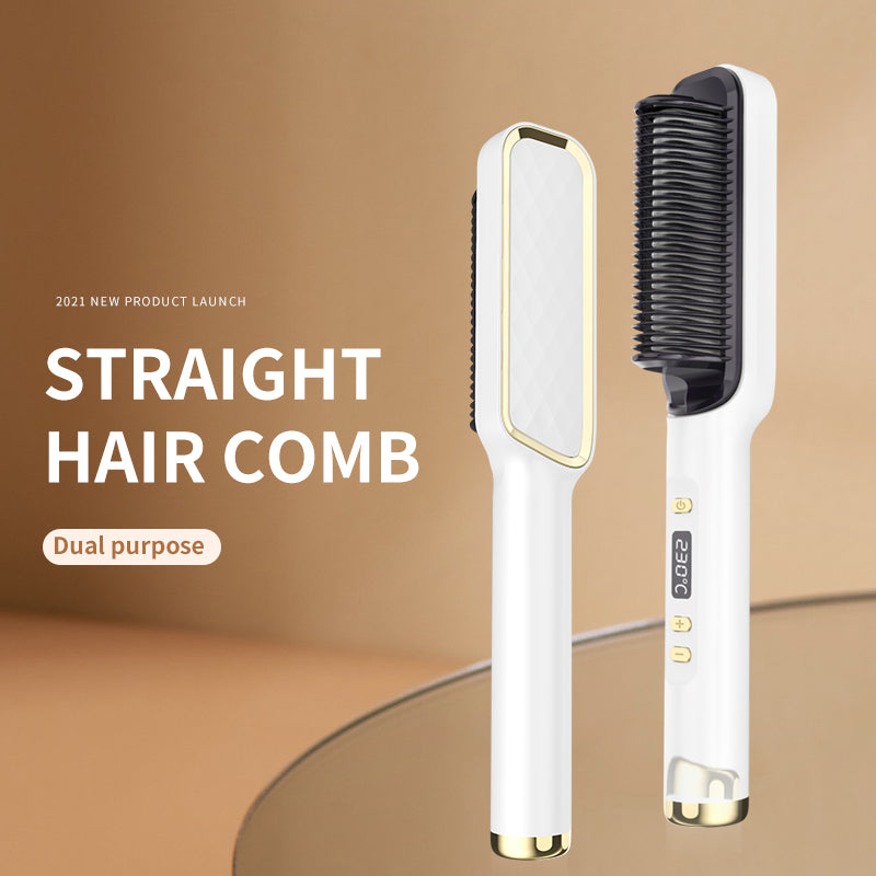 Electric Hot Comb Hair Straightener Brush – Anti-Frizz & Shine