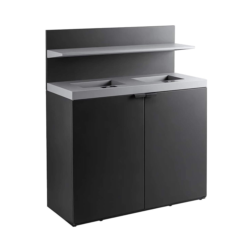 86-Gallon Heavy-Duty Commercial Steel Two-Stream Trash Can Cabinet With Tray Holder (SAK45079)