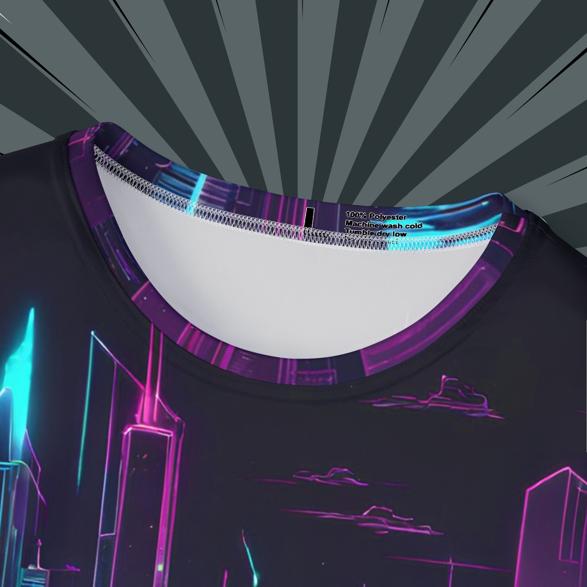 Futuristic City Design, Cyberpunk Jersey, Neon Graphic Tee, Cool Sportswear, Gift for Gamers & Tech Lovers