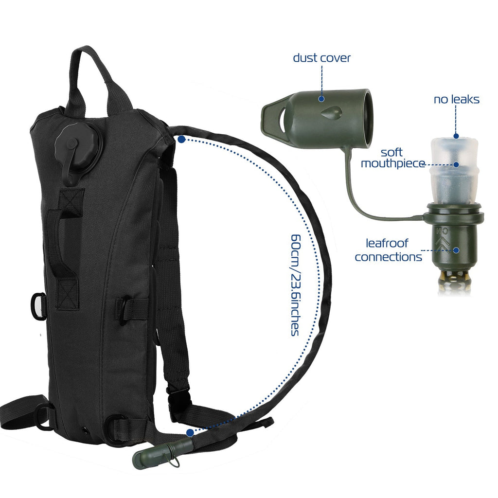 iMounTEK Tactical Hydration Pack 3L Water Bladder Adjustable Water Drink Backpack for Hiking Cycling Climbing Running
