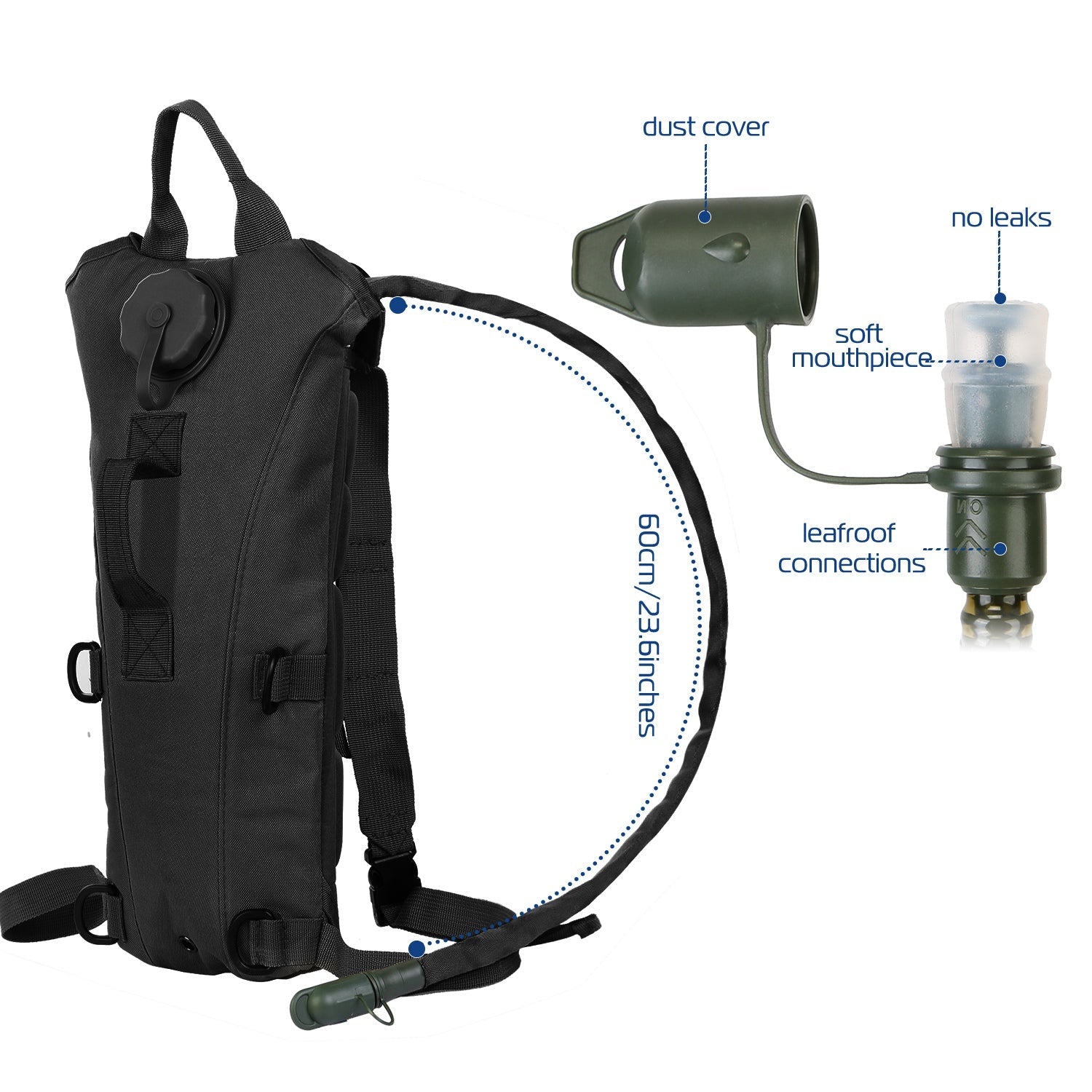 iMounTEK Tactical Hydration Pack 3L Water Bladder Adjustable Water Drink Backpack for Hiking Cycling Climbing Running