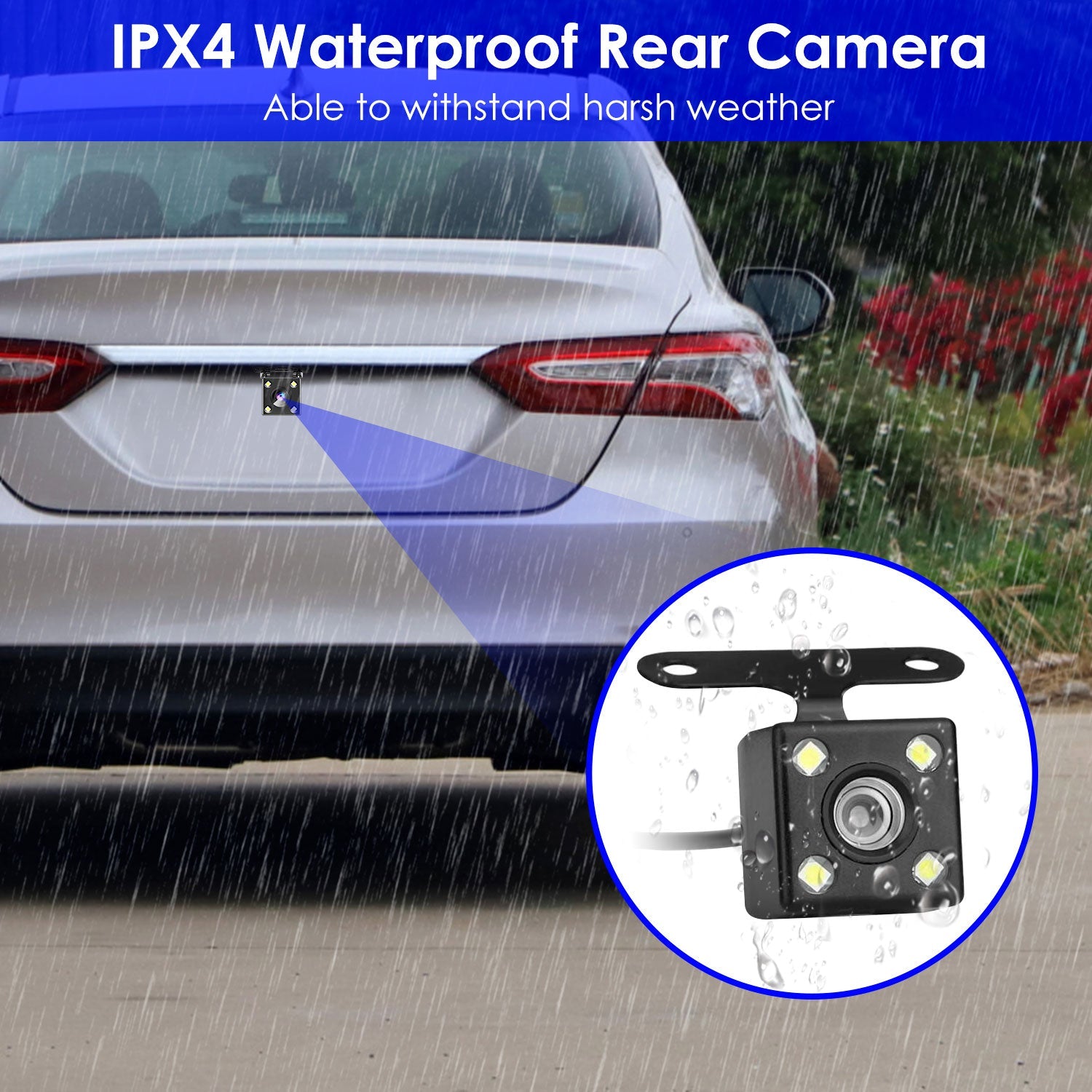 WiFi FHD 1080P Car Dash Cam 3 Channels Front Rear Inside Dash Camera with Loop Recording Reversing Visual 170° Wide Angle 64G Card Included