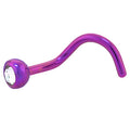 Grade 23 Titanium Purple Crystalline Gem Nose Ring