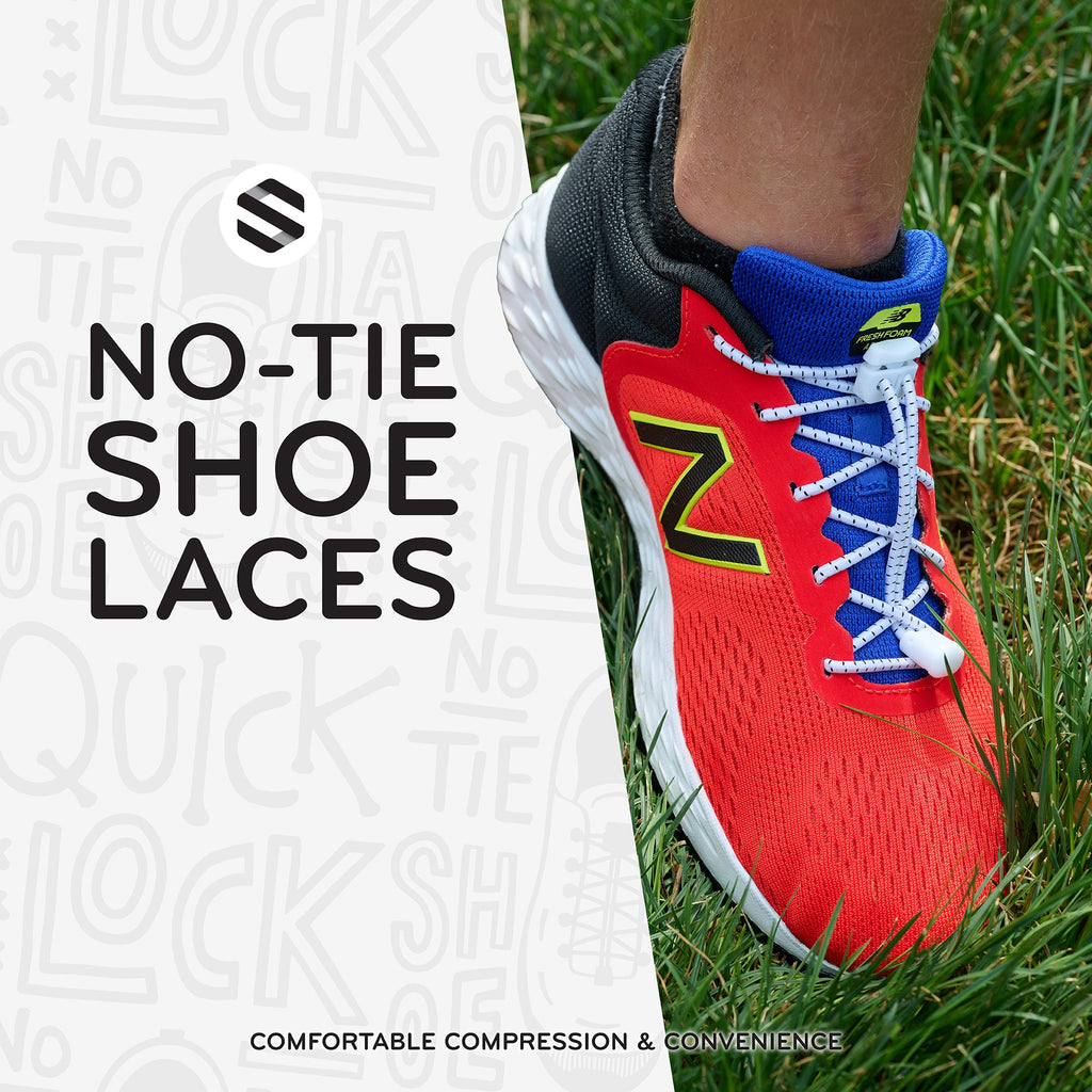 White Quick Lock No Tie Elastic Shoelaces