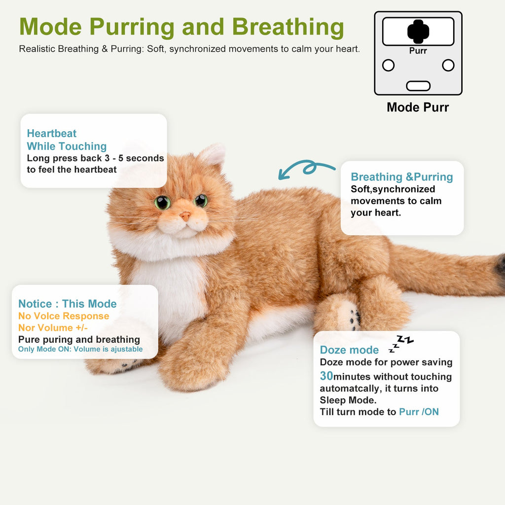 Percy 2.0 Golden British Short Hair Cat- Breathing  Heartbeat Pur,Voice Robonic Cat