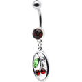 Dark Red CHERRY OVAL Dangle Belly Ring