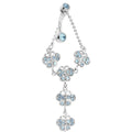 TOP DANGLE Aquamarine PAVED GEM BUTTERFLY CHAIN Belly Ring