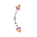 Orange Blue GLITTER UV Curved Barbell Eyebrow Ring