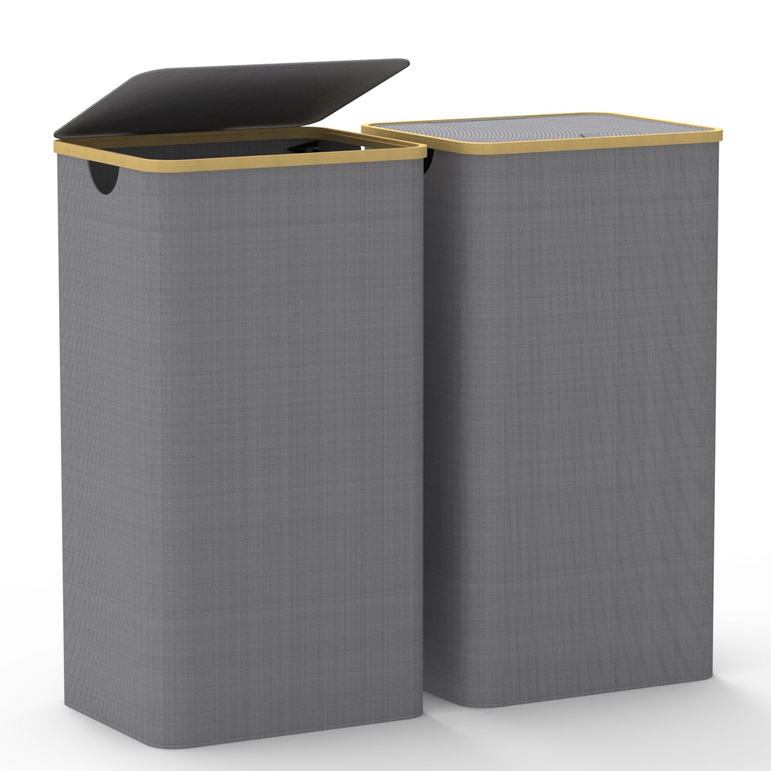 2Pcs Collapsible Laundry Hamper with Lid Handle 100L/26.4Gal Capacity Vertical Laundry Basket Foldable Bamboo Basket Dirty Clothes Organizer with Inne
